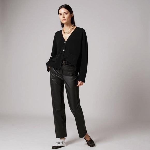 J. Crew Kate straight-leg pant in faux leather Women’s Size 4 Style BU141 Black - Picture 1 of 16